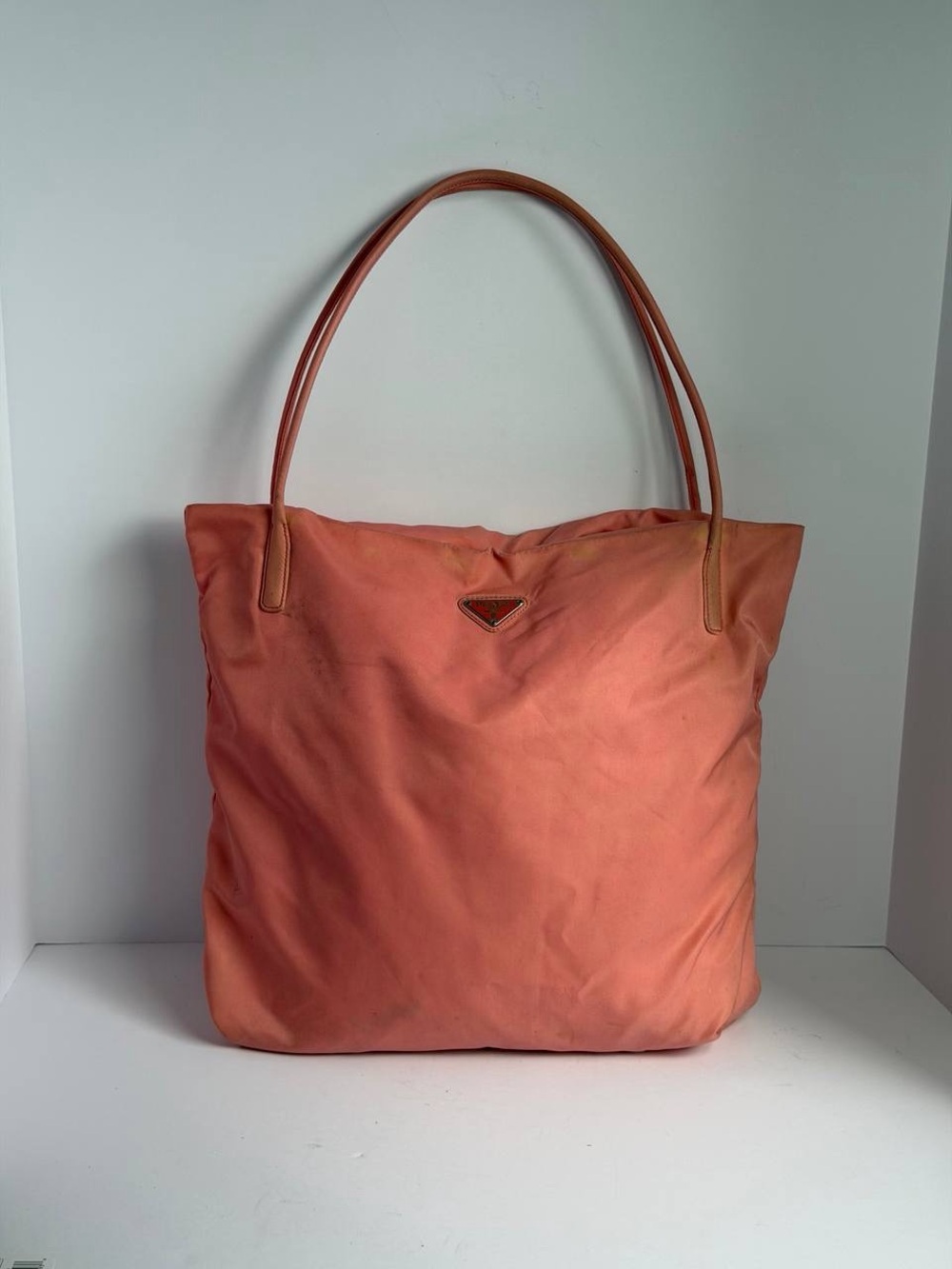 Prada Coral Pink Nylon Tote Bag